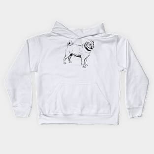 pug drawing Kids Hoodie